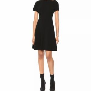 THEORY Modern Seamed Shift Dress Black Crepe 12